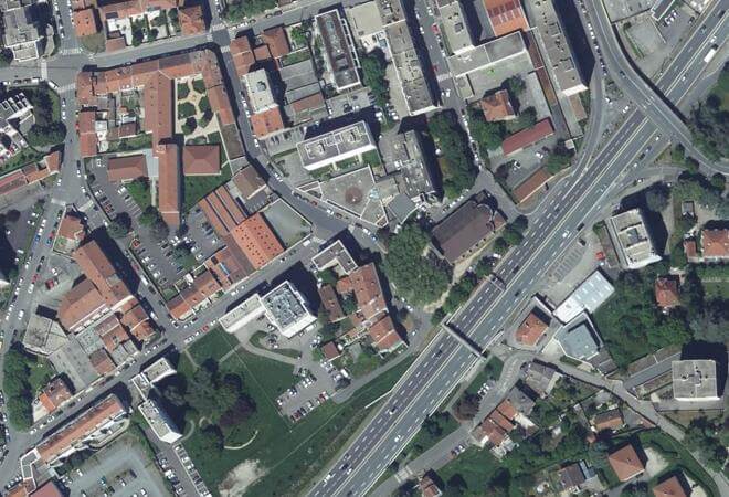 Vue aérienne Marché de la place de la Rivière, Saint-Étienne