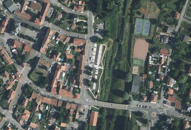Vue aérienne Marché de la Seille, Nomeny