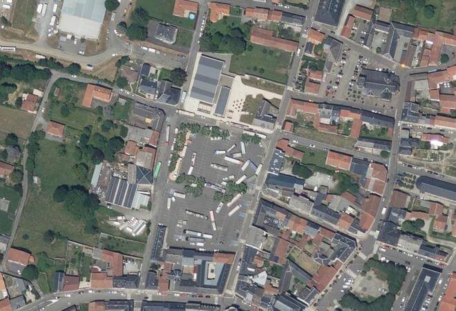 Vue aérienne Marché de Lannemezan, Lannemezan