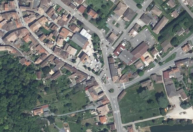 Vue aérienne Marché de Laroque-Timbaut, Laroque-Timbaut
