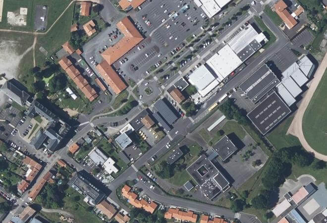 Vue aérienne Marché de Legé, Legé