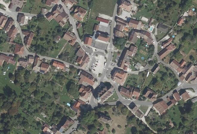 Vue aérienne Marché de Liesle, Liesle