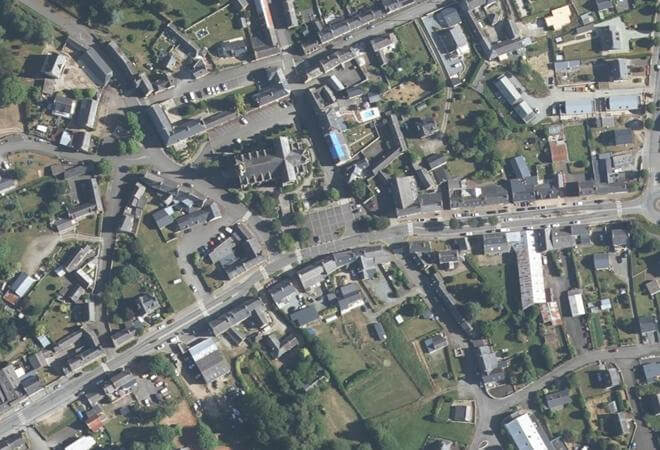 Vue aérienne Marché de Louargat, Louargat