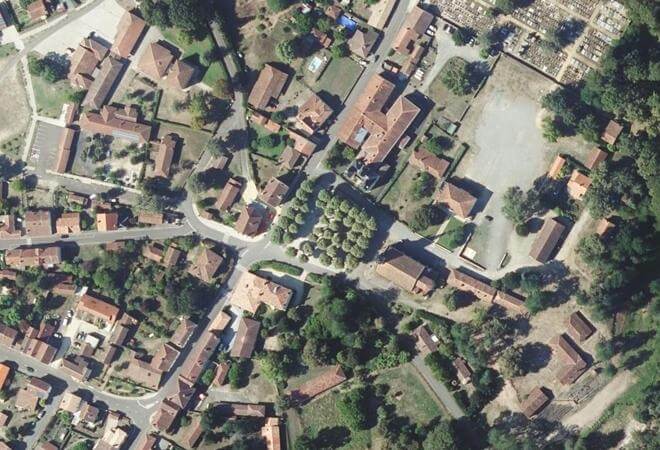 Vue aérienne Marché de Luxey, Luxey