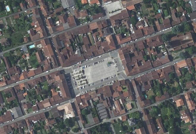 Vue aérienne Marché de Marciac, Marciac