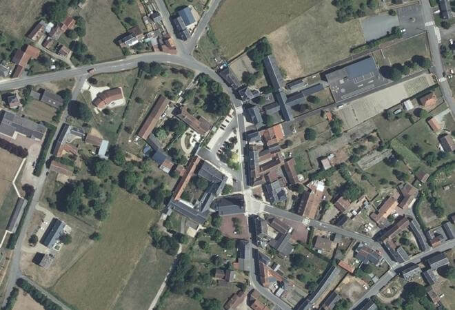 Vue aérienne Marché de Marigny-Marmande, Marigny-Marmande