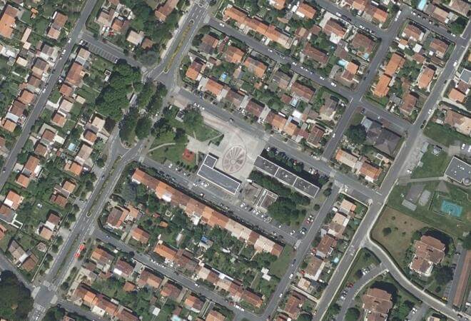 Vue aérienne Marché de Migron, Eysines