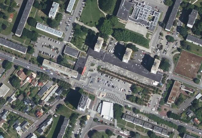 Vue aérienne Marché de Mont-Saint-Aignan, Mont-Saint-Aignan