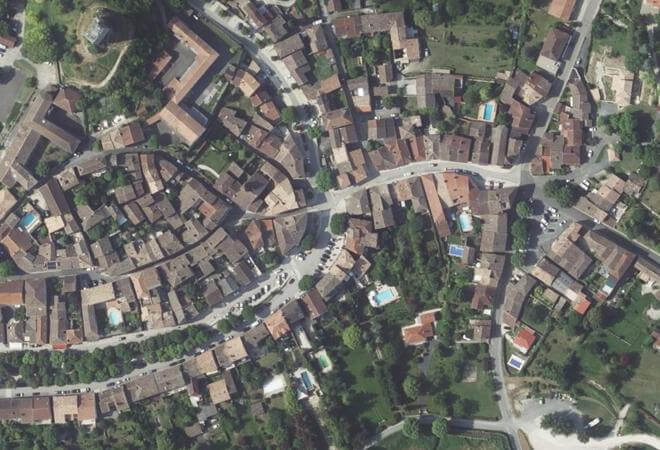 Vue aérienne Marché de Montcuq, Montcuq-en-Quercy-Blanc