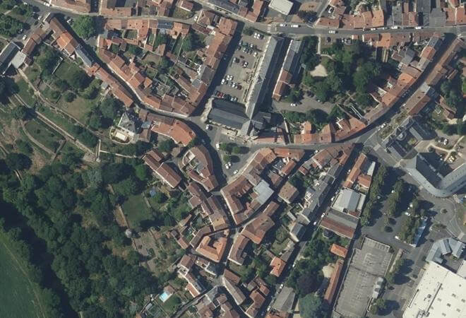 Vue aérienne Marché de Mortagne-sur-Sèvre, Mortagne-sur-Sèvre