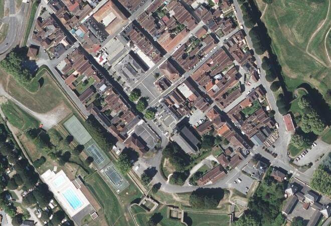 Vue aérienne Marché de Navarrenx, Navarrenx