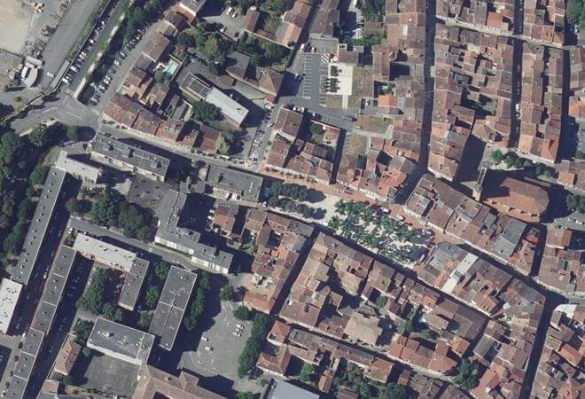 Vue aérienne Marché de Pamiers, Pamiers