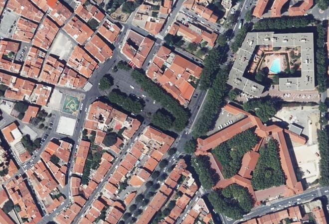 Vue aérienne Marché de Perpignan, Perpignan
