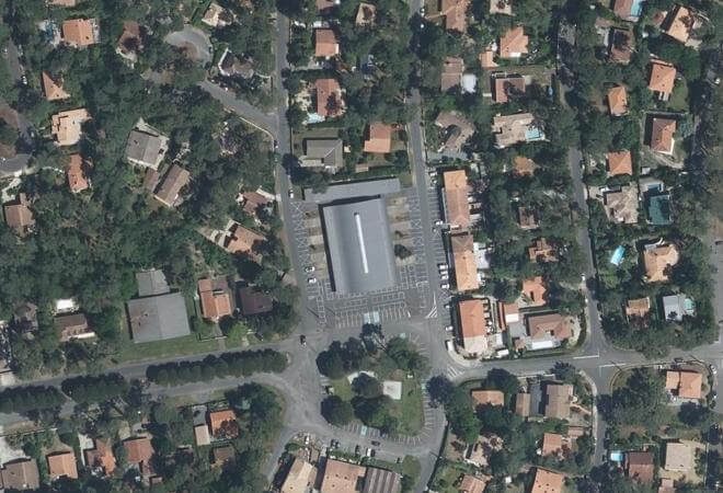 Vue aérienne Marché de Piraillan, Lège-Cap-Ferret
