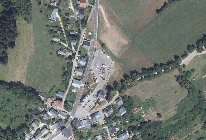 Vue aérienne Marché de Plateau-des-Petites-Roches, Plateau-des-Petites-Roches