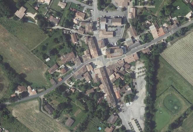 Vue aérienne Marché de plein vent, Vazerac