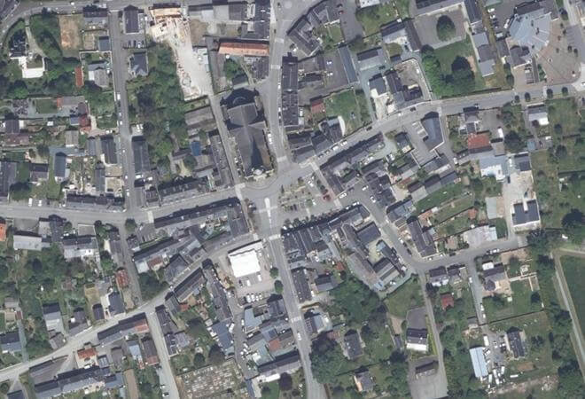 Vue aérienne Marché de Plessé, Plessé