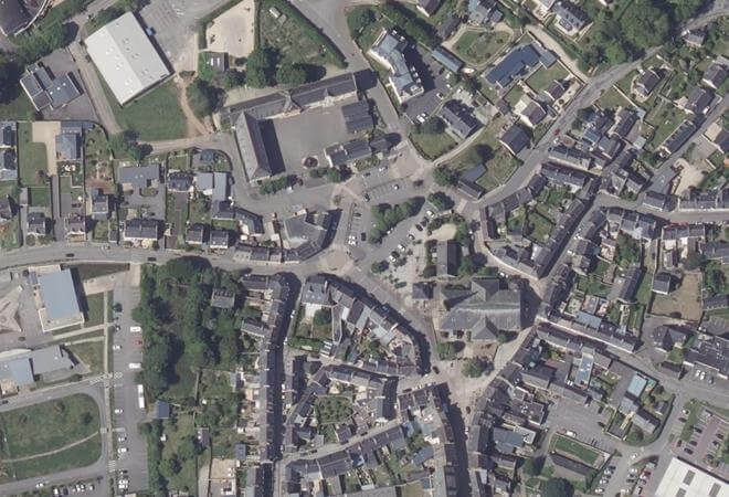 Vue aérienne Marché de Plouguerneau, Plouguerneau