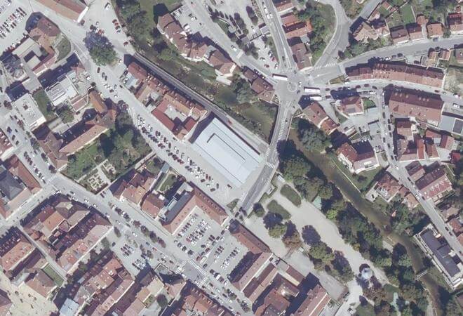 Vue aérienne Marché de Pontarlier, Pontarlier