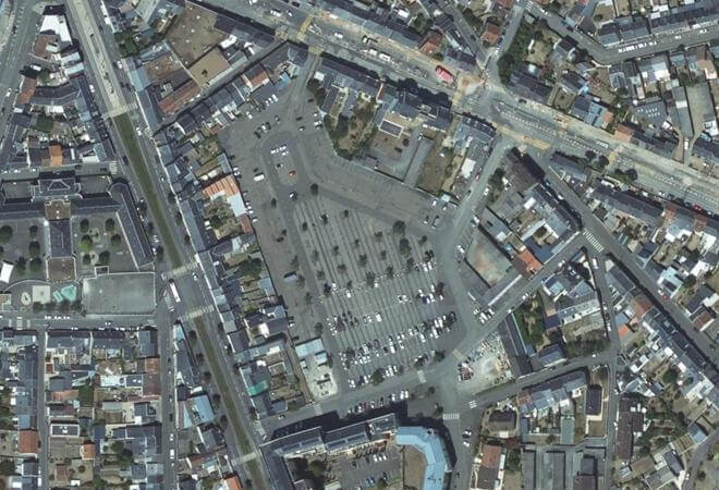 Vue aérienne Marché de Pontlieue, Le Mans