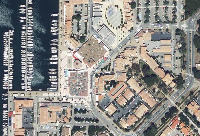 Vue aérienne Marché de Port Leucate, Leucate