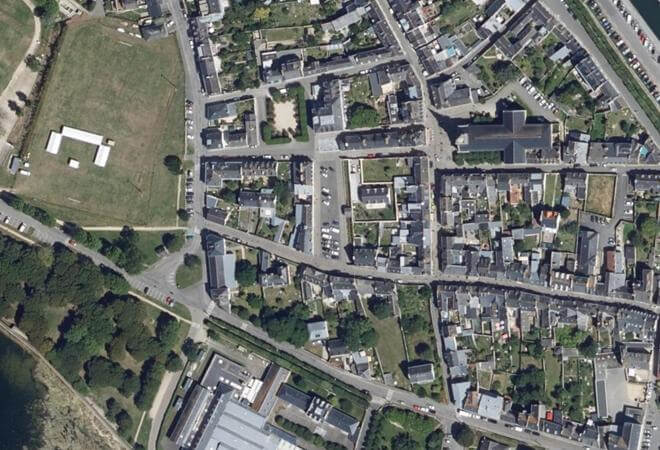 Vue aérienne Marché de Port-Louis, Port-Louis
