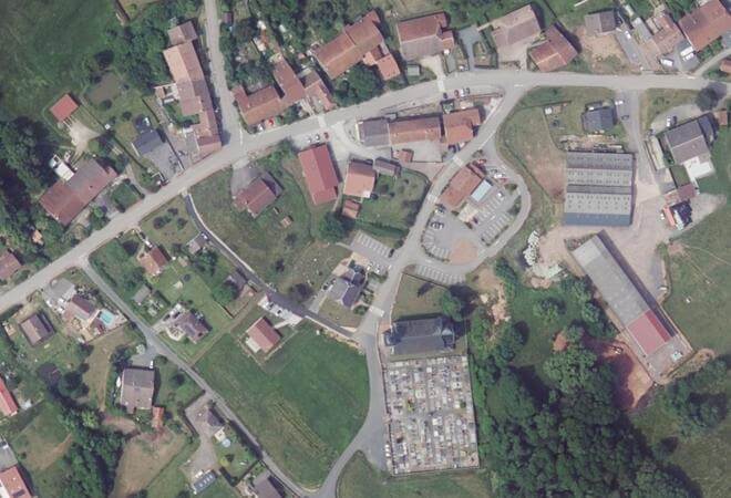 Vue aérienne Marché de produits locaux de La Bourgonce, La Bourgonce