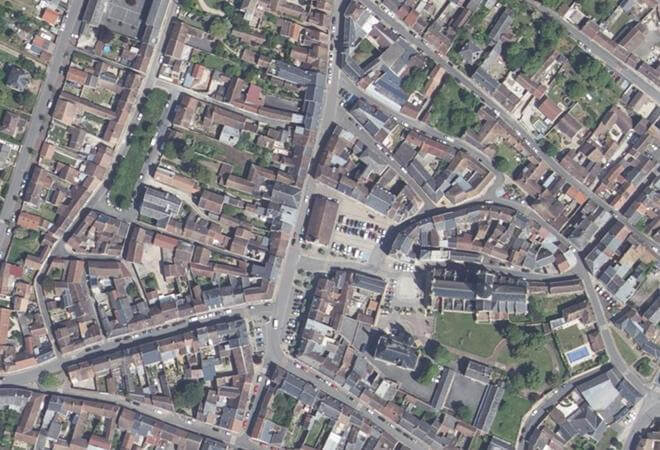 Vue aérienne Marché de Puiseaux, Puiseaux