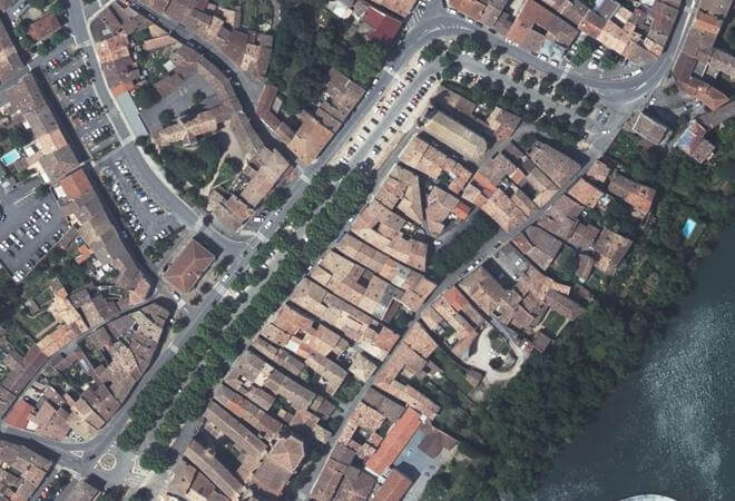 Vue aérienne Marché de Rabastens, Rabastens