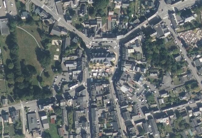 Vue aérienne Marché de Retiers, Retiers