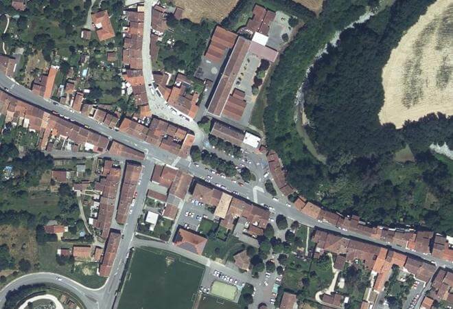 Vue aérienne Marché de Rieux, Rieux-Volvestre