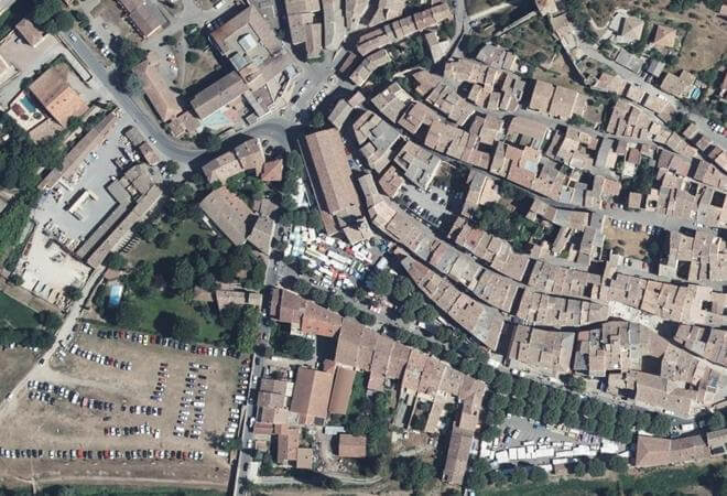 Vue aérienne Marché de Riez, Riez