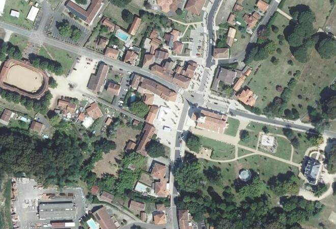 Vue aérienne Marché de Rion-des-Landes, Rion-des-Landes