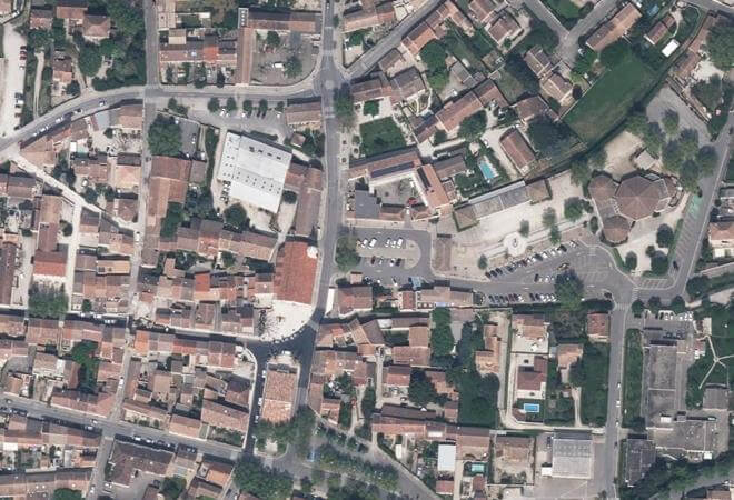 Vue aérienne Marché de Rognonas, Rognonas