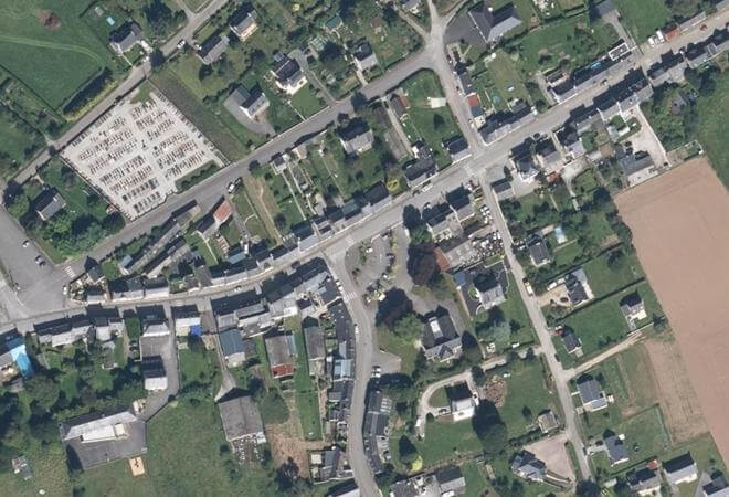 Vue aérienne Marché de Roudouallec, Roudouallec