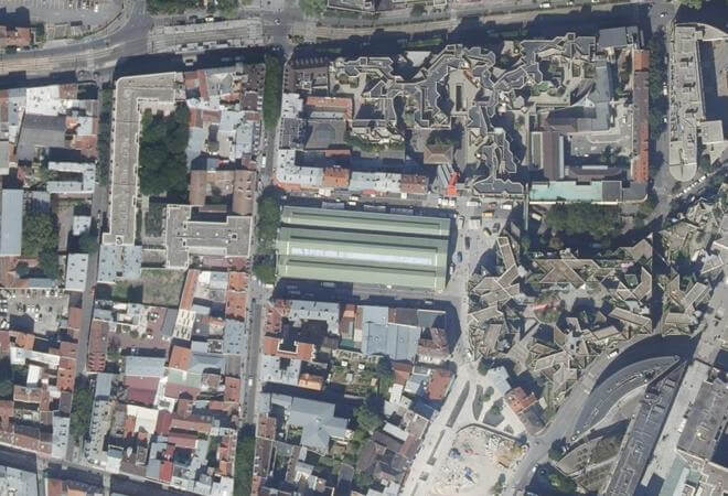 Vue aérienne Marché de Saint-Denis, Saint-Denis