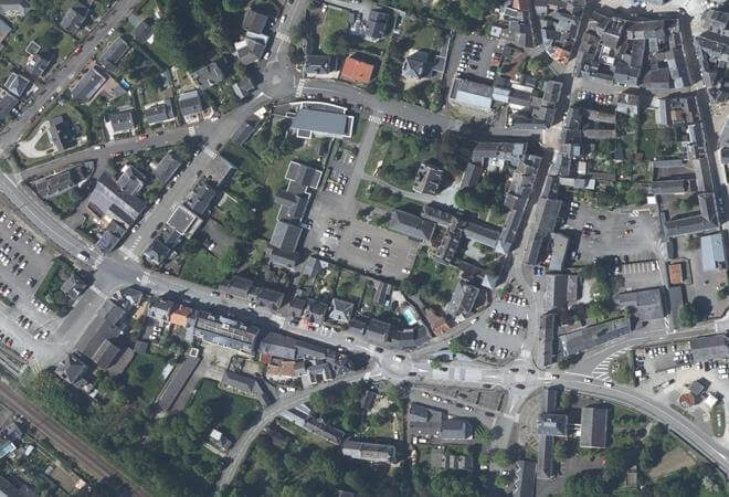 Vue aérienne Marché de Saint-Étienne-de-Montluc, Saint-Étienne-de-Montluc