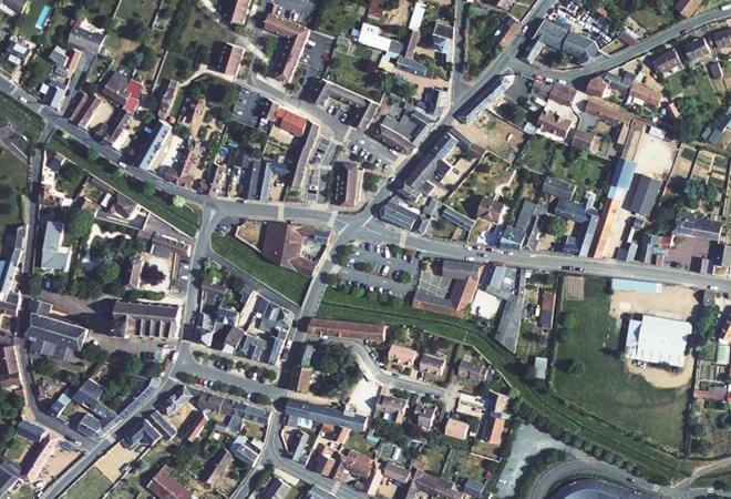 Vue aérienne Marché de Saint-Georges-sur-Eure, Saint-Georges-sur-Eure