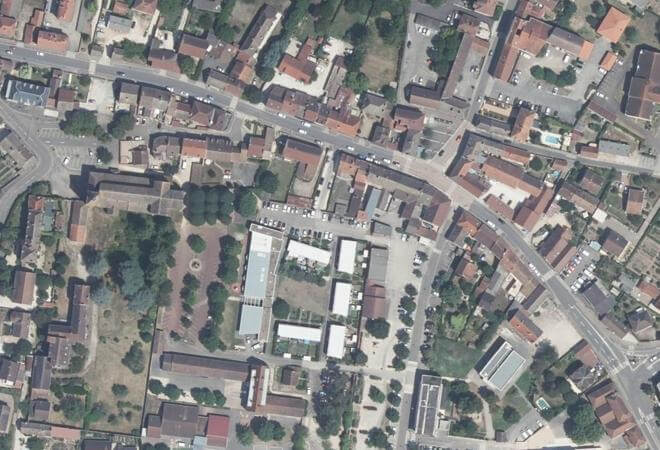 Vue aérienne Marché de Saint-Marcel, Saint-Marcel