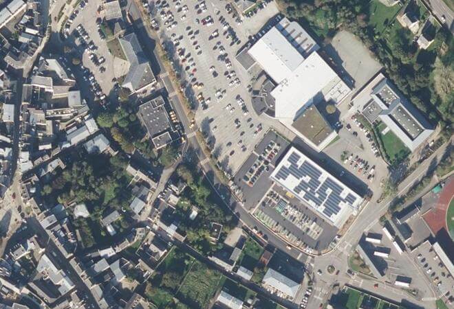 Vue aérienne Marché de Saint-Renan, Saint-Renan