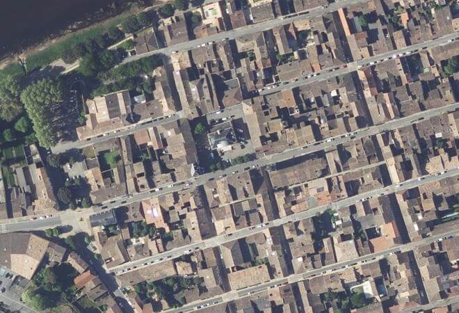 Vue aérienne Marché de Sainte-Foy-La-Grande, Sainte-Foy-la-Grande