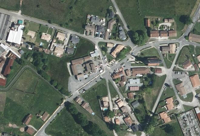 Vue aérienne Marché de Salaunes, Salaunes