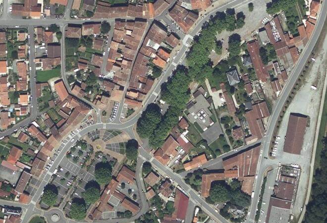 Vue aérienne Marché de Salies-du-Salat, Salies-du-Salat