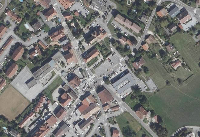 Vue aérienne Marché de Saône, Saône