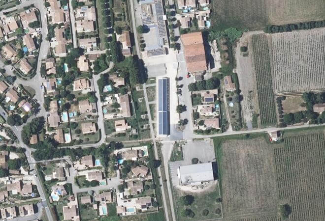 Vue aérienne Marché de Sernhac, Sernhac