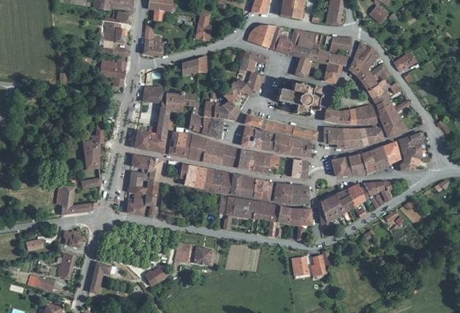 Vue aérienne Marché de Simorre, Simorre