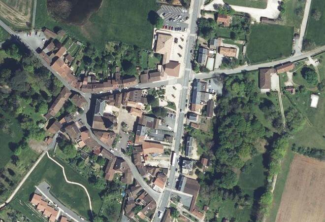 Vue aérienne Marché de Sorges et Ligueux en Périgord, Sorges et Ligueux en Périgord