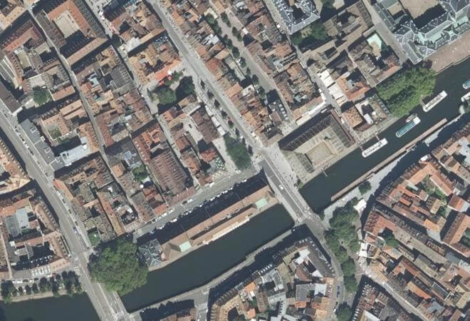 Vue aérienne Marché de Strasbourg, Strasbourg