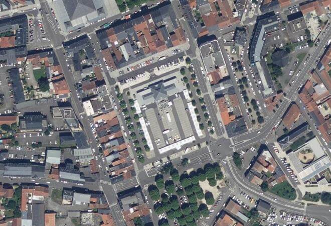 Vue aérienne Marché de Tarbes, Tarbes