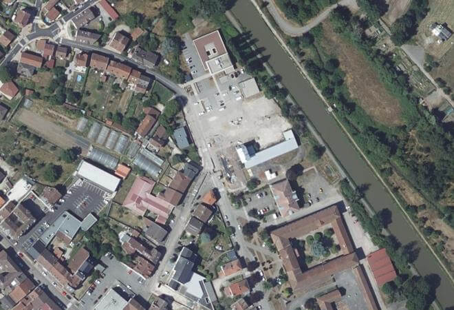 Vue aérienne Marché de Thaon Les Vosges, Thaon-les-Vosges